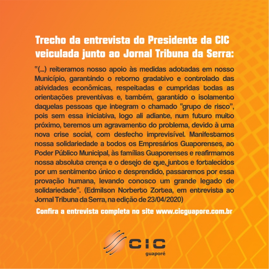  Entrevista do Presidente Edmilson Norberto Zortéa veiculada junto ao Jornal Tribuna da Serra.